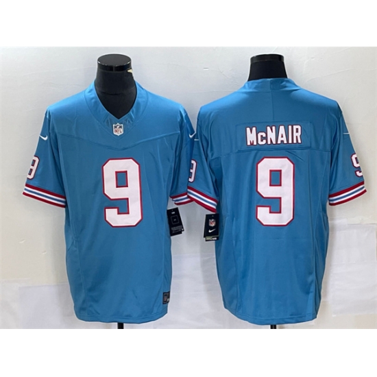 Men Tennessee Titans 9 Steve McNair Light Blue 2023 F U S E Vapor Limited Throwback Stitched Football Jersey Men Tennessee Titans 9 Steve McNair Light Blue 2023 F U S E Vapor Limited Throwback Stitched Football Jersey