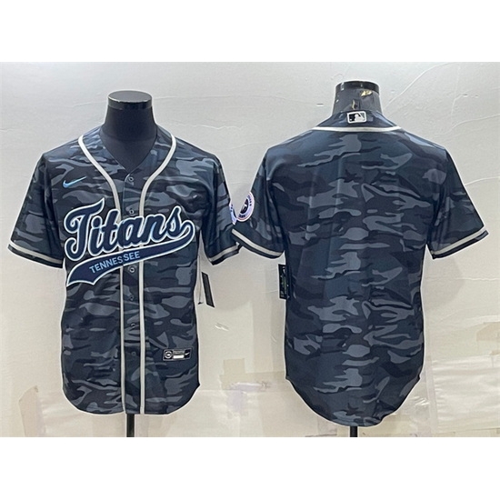 Men Tennessee Titans Blank Grey Camo With Patch Cool Base Stitched Baseball Jersey Men Tennessee Titans Blank Grey Camo With Patch Cool Base Stitched Baseball Jersey