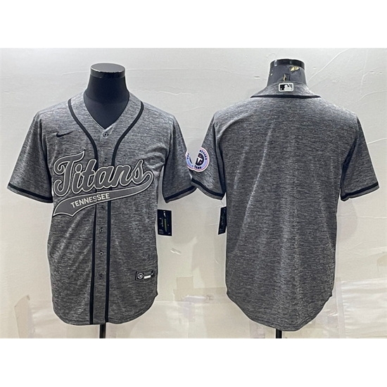 Men Tennessee Titans Blank Grey With Patch Cool Base Stitched Baseball Jersey Men Tennessee Titans Blank Grey With Patch Cool Base Stitched Baseball Jersey