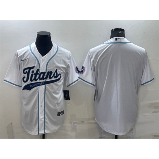 Men Tennessee Titans Blank White With Patch Cool Base Stitched Baseball Jersey Men Tennessee Titans Blank White With Patch Cool Base Stitched Baseball Jersey