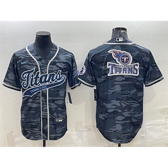 Men Tennessee Titans Grey Camo Team Big Logo With Patch Cool Base Stitched Baseball Jersey Men Tennessee Titans Grey Camo Team Big Logo With Patch Cool Base Stitched Baseball Jersey
