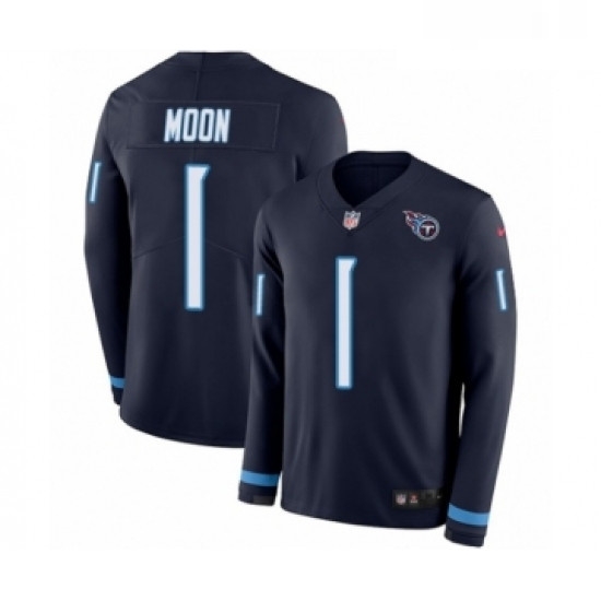 Mens Nike Tennessee Titans 1 Warren Moon Limited Navy Blue Therma Long Sleeve NFL Jersey Mens Nike Tennessee Titans 1 Warren Moon Limited Navy Blue Therma Long Sleeve NFL Jersey