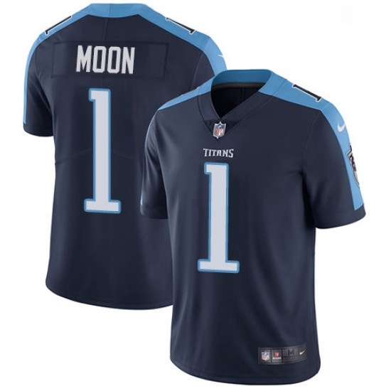 Mens Nike Tennessee Titans 1 Warren Moon Navy Blue Alternate Vapor Untouchable Limited Player NFL Jersey Mens Nike Tennessee Titans 1 Warren Moon Navy Blue Alternate Vapor Untouchable Limited Player NFL Jersey
