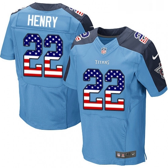 Mens Nike Tennessee Titans 22 Derrick Henry Elite Light Blue Home USA Flag Fashion NFL Jersey Mens Nike Tennessee Titans 22 Derrick Henry Elite Light Blue Home USA Flag Fashion NFL Jersey