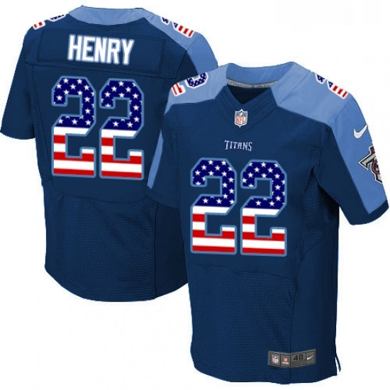 Mens Nike Tennessee Titans 22 Derrick Henry Elite Navy Blue Alternate USA Flag Fashion NFL Jersey Mens Nike Tennessee Titans 22 Derrick Henry Elite Navy Blue Alternate USA Flag Fashion NFL Jersey