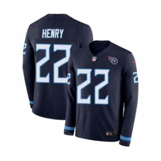 Mens Nike Tennessee Titans 22 Derrick Henry Limited Navy Blue Therma Long Sleeve NFL Jersey Mens Nike Tennessee Titans 22 Derrick Henry Limited Navy Blue Therma Long Sleeve NFL Jersey