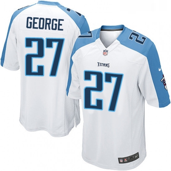 Mens Nike Tennessee Titans 27 Eddie George Game White NFL Jersey Mens Nike Tennessee Titans 27 Eddie George Game White NFL Jersey
