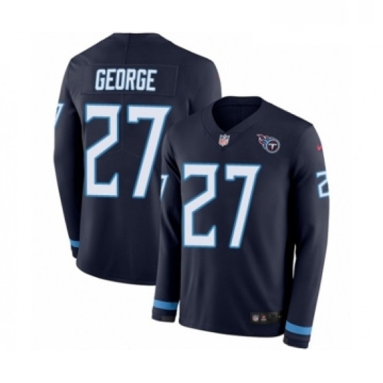 Mens Nike Tennessee Titans 27 Eddie George Limited Navy Blue Therma Long Sleeve NFL Jersey Mens Nike Tennessee Titans 27 Eddie George Limited Navy Blue Therma Long Sleeve NFL Jersey