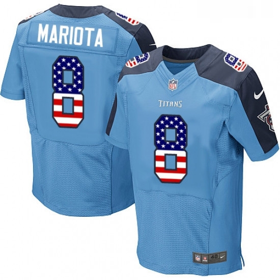 Mens Nike Tennessee Titans 8 Marcus Mariota Elite Light Blue Home USA Flag Fashion NFL Jersey Mens Nike Tennessee Titans 8 Marcus Mariota Elite Light Blue Home USA Flag Fashion NFL Jersey