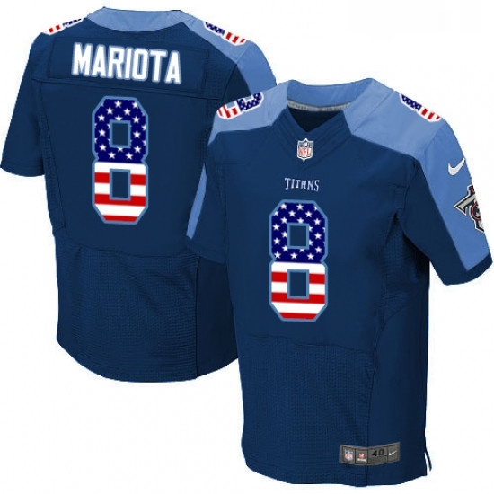 Mens Nike Tennessee Titans 8 Marcus Mariota Elite Navy Blue Alternate USA Flag Fashion NFL Jersey Mens Nike Tennessee Titans 8 Marcus Mariota Elite Navy Blue Alternate USA Flag Fashion NFL Jersey