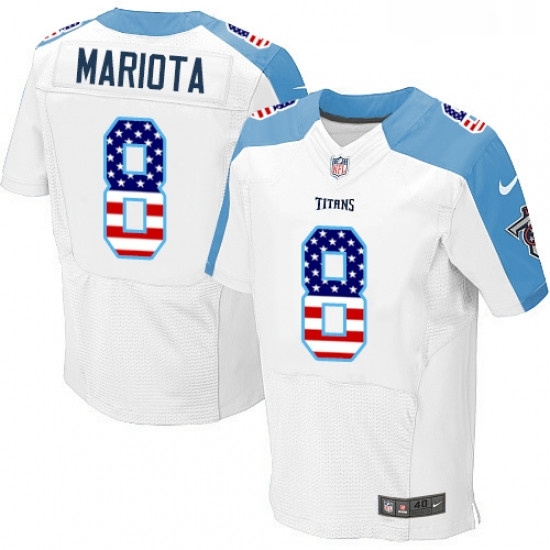 Mens Nike Tennessee Titans 8 Marcus Mariota Elite White Road USA Flag Fashion NFL Jersey Mens Nike Tennessee Titans 8 Marcus Mariota Elite White Road USA Flag Fashion NFL Jersey