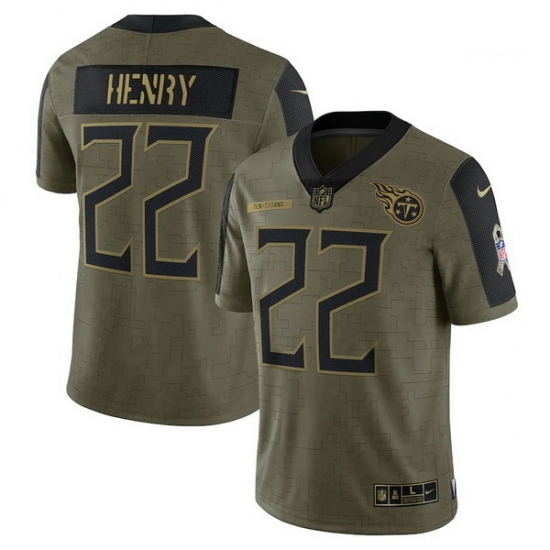 Men's Tennessee Titans Derrick Henry Nike Olive 2021 Salute To Service Limited Player Jersey Men's Tennessee Titans Derrick Henry Nike Olive 2021 Salute To Service Limited Player Jersey