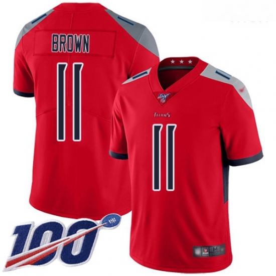 Nike Titans 11 A J Brown Red Men Stitched Football Limited Inverted Legend 100th Season Jersey Nike Titans 11 A J Brown Red Men Stitched Football Limited Inverted Legend 100th Season Jersey