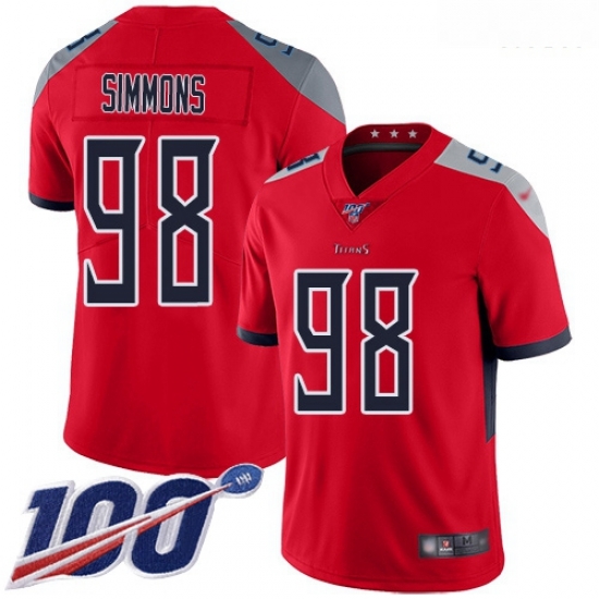 Nike Titans 98 Jeffery Simmons Red Men Stitched Football Limited Inverted Legend 100th Season Jersey Nike Titans 98 Jeffery Simmons Red Men Stitched Football Limited Inverted Legend 100th Season Jersey