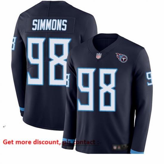 Titans 98 Jeffery Simmons Navy Blue Team Color Men Stitched Football Limited Therma Long Sleeve Jersey Titans 98 Jeffery Simmons Navy Blue Team Color Men Stitched Football Limited Therma Long Sleeve Jersey