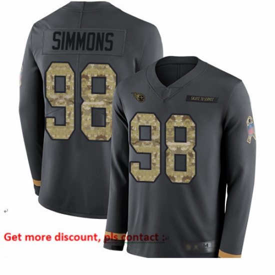 Titans 98 Jeffery Simmons Anthracite Salute to Service Youth Stitched Football Limited Therma Long Sleeve Jersey Titans 98 Jeffery Simmons Anthracite Salute to Service Youth Stitched Football Limited Therma Long Sleeve Jersey