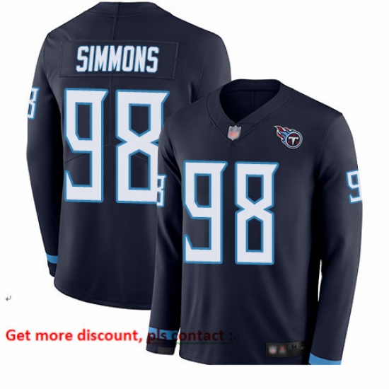 Titans 98 Jeffery Simmons Navy Blue Team Color Youth Stitched Football Limited Therma Long Sleeve Jersey Titans 98 Jeffery Simmons Navy Blue Team Color Youth Stitched Football Limited Therma Long Sleeve Jersey