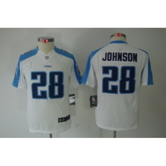 Youth Nike Tennessee Titans 28# Chris Johnson White Limited Jerseys