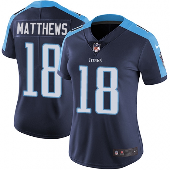 Nike Titans #18 Rishard Matthews Navy Blue Alternate Womens Stitched NFL Vapor Untouchable Limited Jersey Nike Titans #18 Rishard Matthews Navy Blue Alternate Womens Stitched NFL Vapor Untouchable Limited Jersey