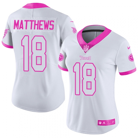 Nike Titans #18 Rishard Matthews White Pink Womens Stitched NFL Limited Rush Fashion Jersey Nike Titans #18 Rishard Matthews White Pink Womens Stitched NFL Limited Rush Fashion Jersey