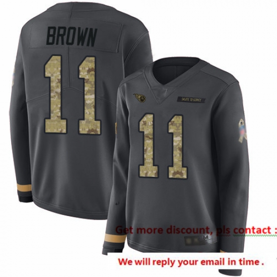 Titans 11 A J Brown Anthracite Salute to Service Women Stitched Football Limited Therma Long Sleeve Jersey Titans 11 A J Brown Anthracite Salute to Service Women Stitched Football Limited Therma Long Sleeve Jersey