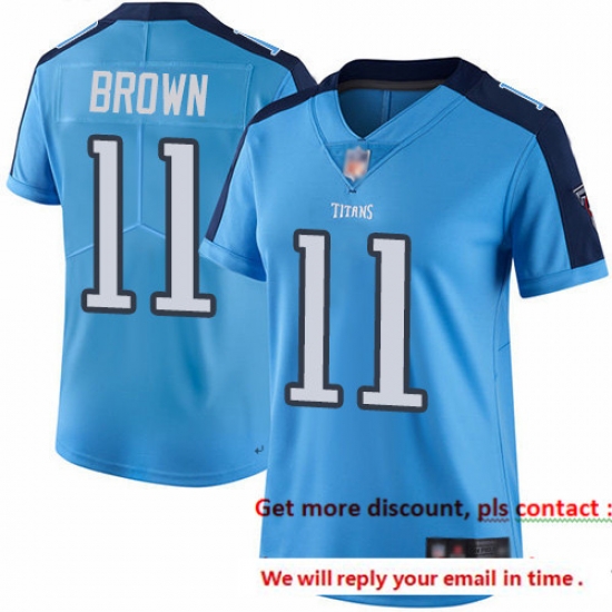 Titans 11 A J Brown Light Blue Women Stitched Football Limited Rush Jersey Titans 11 A J Brown Light Blue Women Stitched Football Limited Rush Jersey