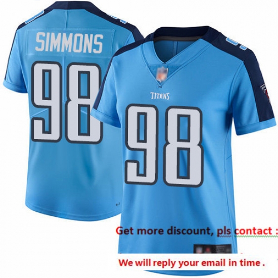 Titans 98 Jeffery Simmons Light Blue Women Stitched Football Limited Rush Jersey Titans 98 Jeffery Simmons Light Blue Women Stitched Football Limited Rush Jersey
