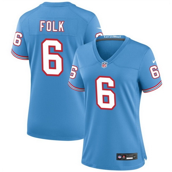 Women Tennessee Titans 6 Nick Folk Light Blue Throwback Stitched Football Jersey Run Small Women Tennessee Titans 6 Nick Folk Light Blue Throwback Stitched Football Jersey Run Small