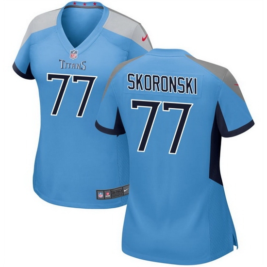 Women Tennessee Titans 77 Peter Skoronski Blue 2023 Draft Stitched Game Jersey Women Tennessee Titans 77 Peter Skoronski Blue 2023 Draft Stitched Game Jersey