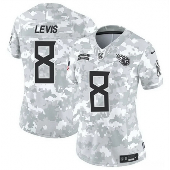 Women Tennessee Titans 8 Will Levis 2024 F U S E Arctic Camo Salute To Service Limited Stitched Football Jersey Women Tennessee Titans 8 Will Levis 2024 F U S E Arctic Camo Salute To Service Limited Stitched Football Jersey