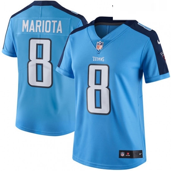 Womens Nike Tennessee Titans 8 Marcus Mariota Limited Light Blue Rush Vapor Untouchable NFL Jersey Womens Nike Tennessee Titans 8 Marcus Mariota Limited Light Blue Rush Vapor Untouchable NFL Jersey
