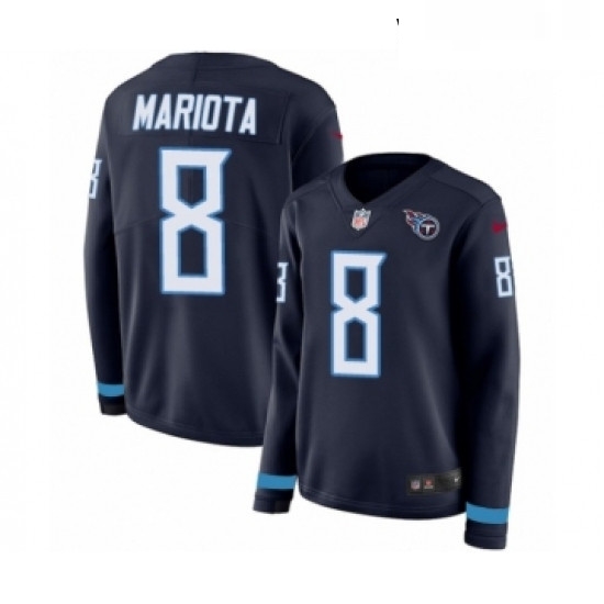 Womens Nike Tennessee Titans 8 Marcus Mariota Limited Navy Blue Therma Long Sleeve NFL Jersey Womens Nike Tennessee Titans 8 Marcus Mariota Limited Navy Blue Therma Long Sleeve NFL Jersey