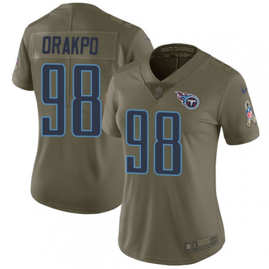 Womens Nike Titans #98 Brian Orakpo Olive Stitched NFL Limited 2017 Salute to Service Jersey Womens Nike Titans #98 Brian Orakpo Olive Stitched NFL Limited 2017 Salute to Service Jersey