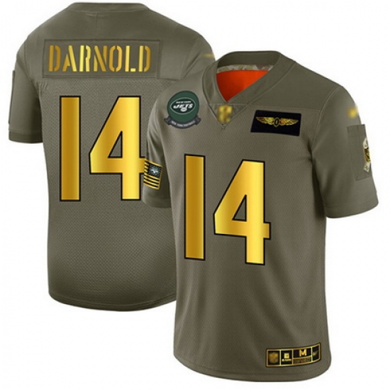 Jets 14 Sam Darnold Camo Gold Men Stitched Football Limited 2019 Salute To Service Jersey Jets 14 Sam Darnold Camo Gold Men Stitched Football Limited 2019 Salute To Service Jersey