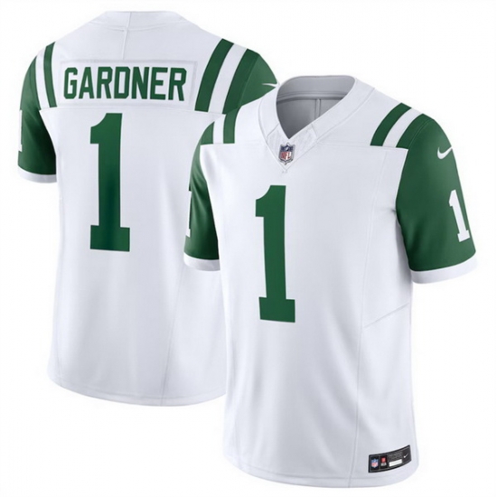 Men New York Jets 1 Ahmad Sauce Gardner White 2024 Classic Alternate Vapor F U S E Limited Stitched Football Jersey Men New York Jets 1 Ahmad Sauce Gardner White 2024 Classic Alternate Vapor F U S E Limited Stitched Football Jersey