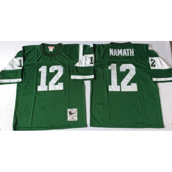 Men New York Jets 12 Joe Namath Green M&N Throwback Jersey Men New York Jets 12 Joe Namath Green M&N Throwback Jersey
