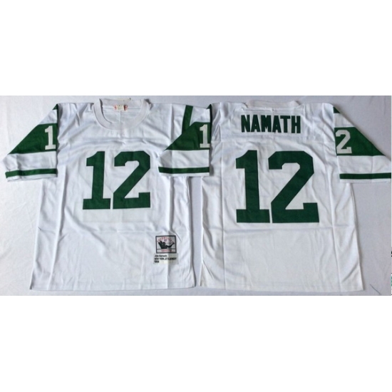 Men New York Jets 12 Joe Namath White M&N Throwback Jersey Men New York Jets 12 Joe Namath White M&N Throwback Jersey