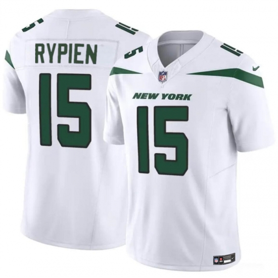 Men New York Jets 15 Brett Rypien 2023 F U S E White Vapor Untouchable Limited Stitched Jersey Men New York Jets 15 Brett Rypien 2023 F U S E White Vapor Untouchable Limited Stitched Jersey