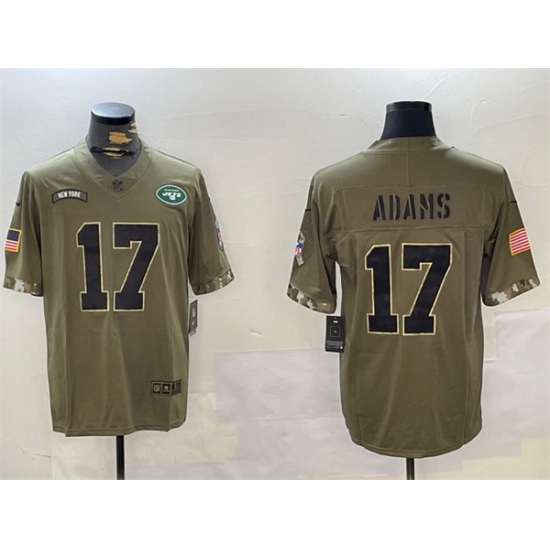 Men New York Jets 17 Davante Adams Olive Salute To Service Limited Stitched Jersey Men New York Jets 17 Davante Adams Olive Salute To Service Limited Stitched Jersey