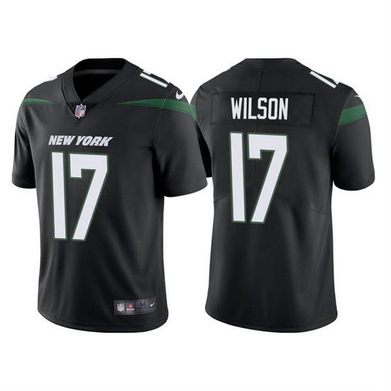 Men New York Jets 17 Garrett Wilson 2022 Black Vapor Untouchable Limited Stitched jersey Men New York Jets 17 Garrett Wilson 2022 Black Vapor Untouchable Limited Stitched jersey