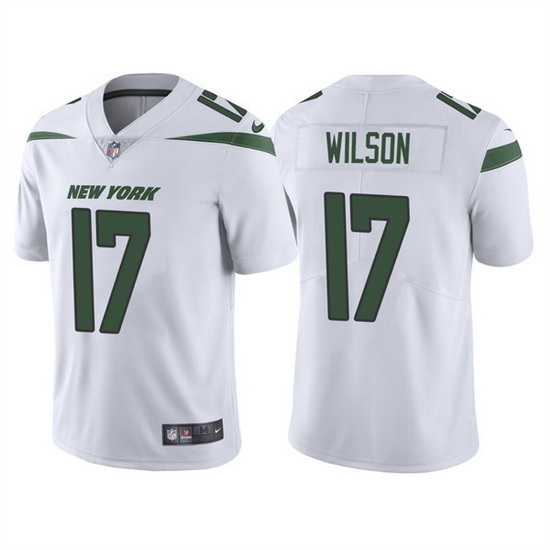 Men New York Jets 17 Garrett Wilson 2022 White Vapor Untouchable Limited Stitched jersey Men New York Jets 17 Garrett Wilson 2022 White Vapor Untouchable Limited Stitched jersey