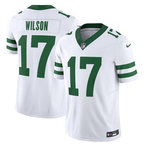Men New York Jets 17 Garrett Wilson White 2023 F U S E Vapor Limited Throwback Stitched Football Jersey Men New York Jets 17 Garrett Wilson White 2023 F U S E Vapor Limited Throwback Stitched Football Jersey