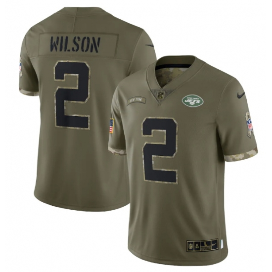 Men New York Jets 2 Zach Wilson Olive 2022 Salute To Service Limited Stitched Jersey Men New York Jets 2 Zach Wilson Olive 2022 Salute To Service Limited Stitched Jersey