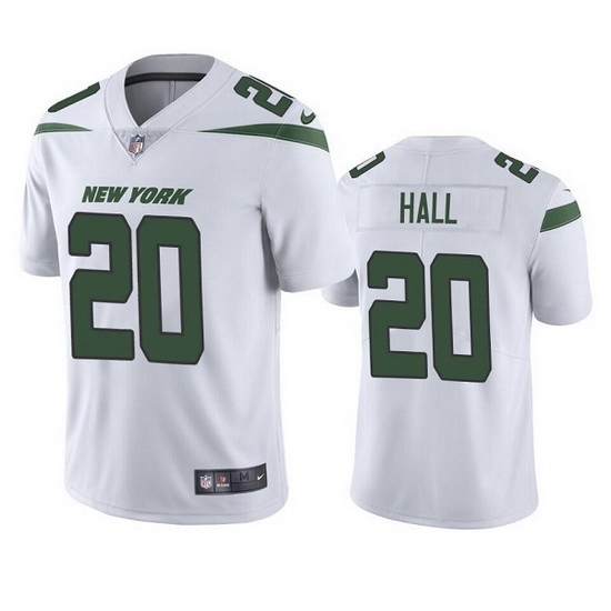 Men New York Jets 20 Breece Hall 2022 White Vapor Untouchable Limited Stitched Jersey Men New York Jets 20 Breece Hall 2022 White Vapor Untouchable Limited Stitched Jersey
