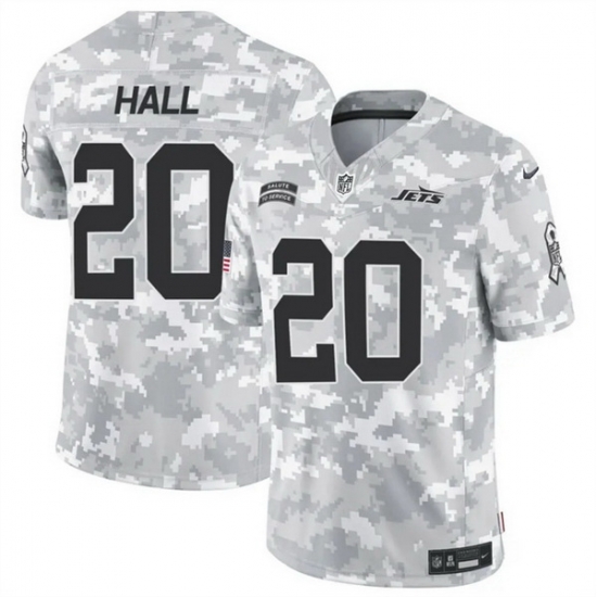 Men New York Jets 20 Breece Hall 2024 F U S E Arctic Camo Salute To Service Limited Stitched Football Jersey Men New York Jets 20 Breece Hall 2024 F U S E Arctic Camo Salute To Service Limited Stitched Football Jersey