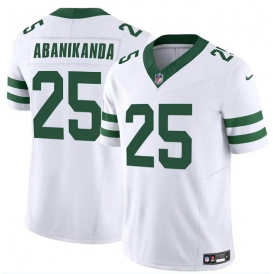 Men New York Jets 25 Israel Abanikanda White 2024 F U S E Vapor Limited Stitched Jersey Men New York Jets 25 Israel Abanikanda White 2024 F U S E Vapor Limited Stitched Jersey