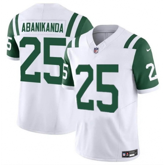 Men New York Jets 25 Israel Abanikanda White Classic Alternate Vapor F U S E Limited Stitched Football Jersey Men New York Jets 25 Israel Abanikanda White Classic Alternate Vapor F U S E Limited Stitched Football Jersey