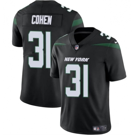 Men New York Jets 31 Tarik Cohen Black Vapor Untouchable Limited Stitched Jersey Men New York Jets 31 Tarik Cohen Black Vapor Untouchable Limited Stitched Jersey