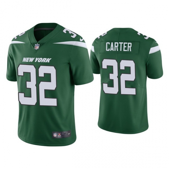 Men New York Jets 32 Michael Carter 2021 Green Vapor Untouchable Limited Stitched Jersey Men New York Jets 32 Michael Carter 2021 Green Vapor Untouchable Limited Stitched Jersey