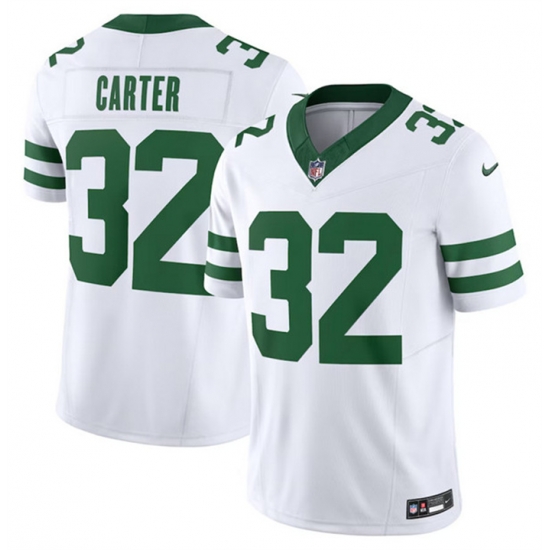 Men New York Jets 32 Michael Carter White 2023 F U S E Vapor Limited Throwback Stitched Football Jersey Men New York Jets 32 Michael Carter White 2023 F U S E Vapor Limited Throwback Stitched Football Jersey